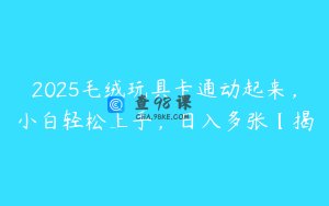 2025毛绒玩具卡通动起来，小白轻松上手，日入多张【揭