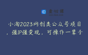小淘2023网创类公众号项目，强IP强变现，可操作一辈子
