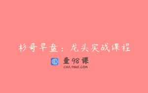 杉哥早盘：龙头实战课程