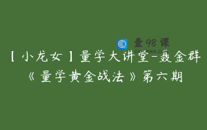 【小龙女】量学大讲堂-聂金群《量学黄金战法》第六期
