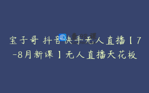 宝子哥・抖音快手无人直播【7-8月新课】无人直播天花板