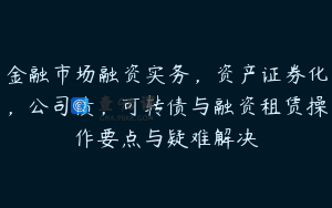 金融市场融资实务，资产证券化，公司债，可转债与融资租赁操作要点与疑难解决