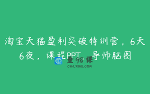 淘宝天猫盈利突破特训营，6天6夜，课程PPT，导师脑图