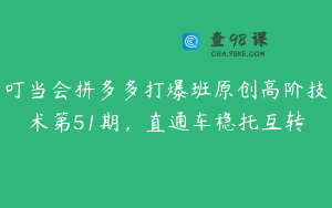 叮当会拼多多打爆班原创高阶技术第51期,直通车稳托互转