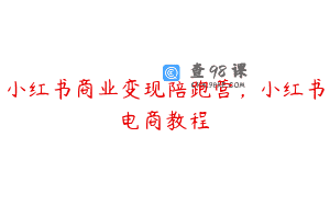 小红书商业变现陪跑营，小红书电商教程