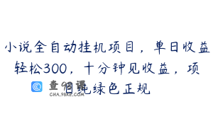 小说全自动挂机项目，单日收益轻松300，十分钟见收益，项目纯绿色正规