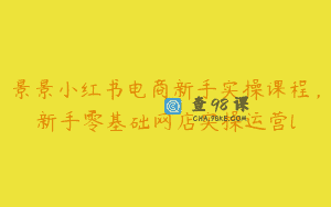 景景小红书电商新手实操课程，新手零基础网店实操运营l
