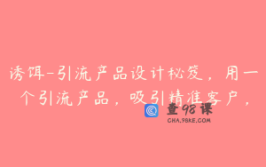 诱饵-引流产品设计秘笈，用一个引流产品，吸引精准客户，