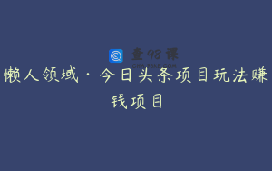 懒人领域·今日头条项目玩法赚钱项目