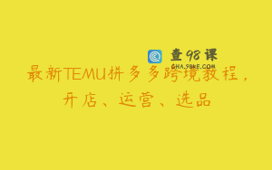 最新TEMU拼多多跨境教程,开店、运营、选品
