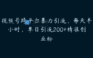 视频号跨平台暴力引流，每天半小时，单日引流200+精准创业粉