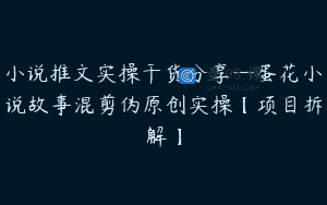 小说推文实操干货分享—蛋花小说故事混剪伪原创实操【项目拆解】