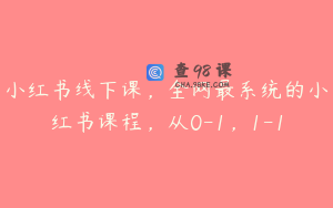 小红书线下课，全网最系统的小红书课程，从0-1，1-1