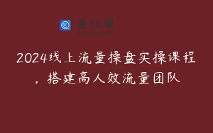 2024线上流量操盘实操课程，搭建高人效流量团队