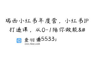 瑞西小红书年度营,小红书IP打造课,从0-1陪你做能�