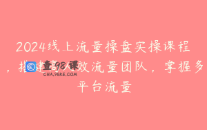 2024线上流量操盘实操课程，搭建高人效流量团队，掌握多平台流量