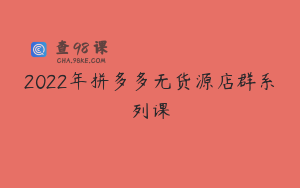 2022年拼多多无货源店群系列课