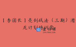 【李团长】亮剑战法（三期）潜龙计划特训营