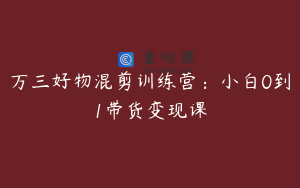 万三好物混剪训练营：小白0到1带货变现课