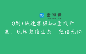 0到1快速掌握Java全栈开发，玩转微信生态|完结无秘