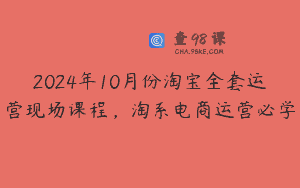 2024年10月份淘宝全套运营现场课程，淘系电商运营必学