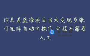 信息差蓝海项目当天变现多张 可矩阵自动化操作 全程不需要人工