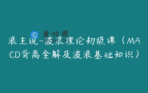 浪主说-波浪理论初级课（MACD背离全解及波浪基础知识）