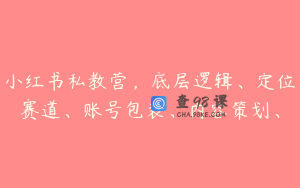 小红书私教营，底层逻辑、定位赛道、账号包装、内容策划、