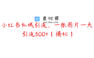 小红书私域引流，一张图片一天引流300+【揭秘】