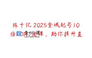 陈十亿・2025全域起号10倍ROI打法课，助你提升直