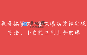 象哥搞餐饮·餐饮爆店营销实战方法，小白能立刻上手的课