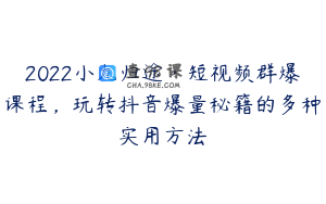 2022小九归途·短视频群爆课程，玩转抖音爆量秘籍的多种实用方法