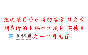 挂机项目追求者的福音 稳定长期靠谱的电脑挂机项目 实操五年 稳定一个月几百
