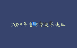 2023年省考申论系统班