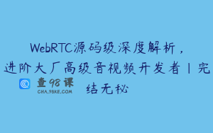 WebRTC源码级深度解析，进阶大厂高级音视频开发者|完结无秘