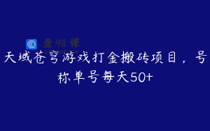 天域苍穹游戏打金搬砖项目，号称单号每天50+