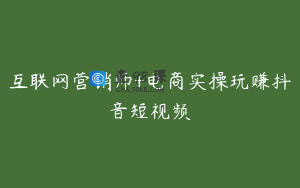 互联网营销师+电商实操玩赚抖音短视频