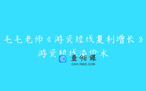 毛毛老师《游资短线复利增长》游资短线溢价术