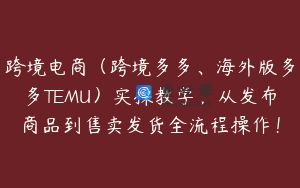 跨境电商（跨境多多、海外版多多TEMU）实操教学，从发布商品到售卖发货全流程操作！