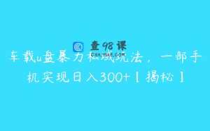 车载u盘暴力私域玩法，一部手机实现日入300+【揭秘】