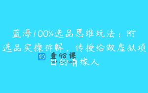 蓝海100%选品思维玩法：附选品实操拆解，传授给做虚拟项目的有缘人