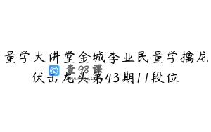 量学大讲堂金城李亚民量学擒龙伏击龙头第43期11段位