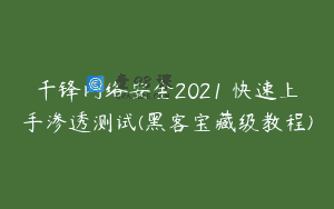 千锋网络安全2021 快速上手渗透测试(黑客宝藏级教程)