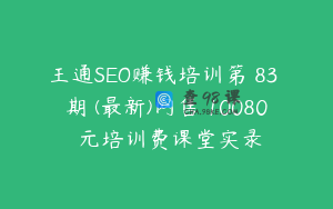 王通SEO赚钱培训第 83 期 (最新)网售 10080 元培训费课堂实录
