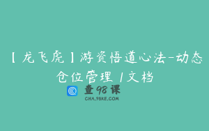 【龙飞虎】游资悟道心法-动态仓位管理 1文档