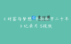 《财富与梦想-中国股市二十年》纪录片 5视频