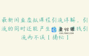 最新闲鱼虚拟课程引流详解，引流的同时还能产生收益，赚钱引流两不误【揭秘】