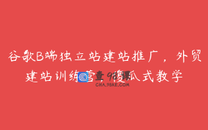谷歌B端独立站建站推广，外贸建站训练营，傻瓜式教学