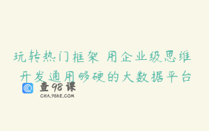 玩转热门框架 用企业级思维 开发通用够硬的大数据平台