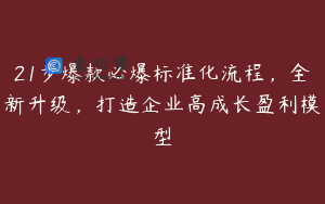 21步爆款必爆标准化流程，全新升级，打造企业高成长盈利模型